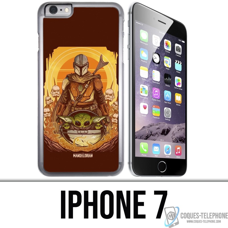 Custodia per iPhone 7 - Star Wars Mandalorian Yoda fanart