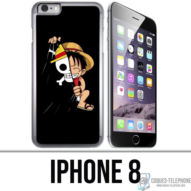 Coque iPhone 8 - One Piece baby Luffy Drapeau