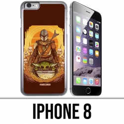 Custodia per iPhone 8 - Star Wars Mandalorian Yoda fanart