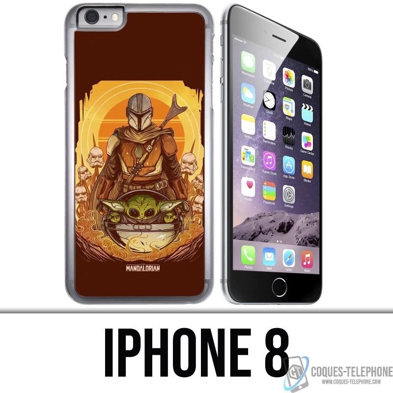 Custodia per iPhone 8 - Star Wars Mandalorian Yoda fanart