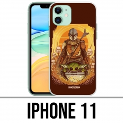 Custodia per iPhone 11 - Star Wars Mandalorian Yoda fanart