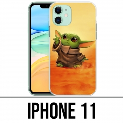 Funda iPhone 11 - Star Wars baby Yoda Fanart