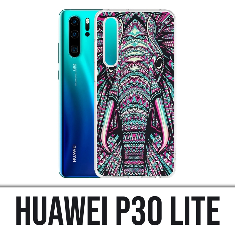 Coque Huawei P30 Lite - Éléphant Aztèque Coloré