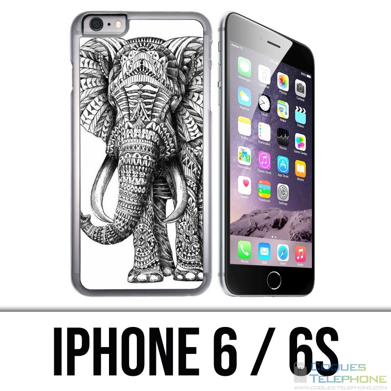 Funda iPhone 6 / 6S - Elefante azteca blanco y negro