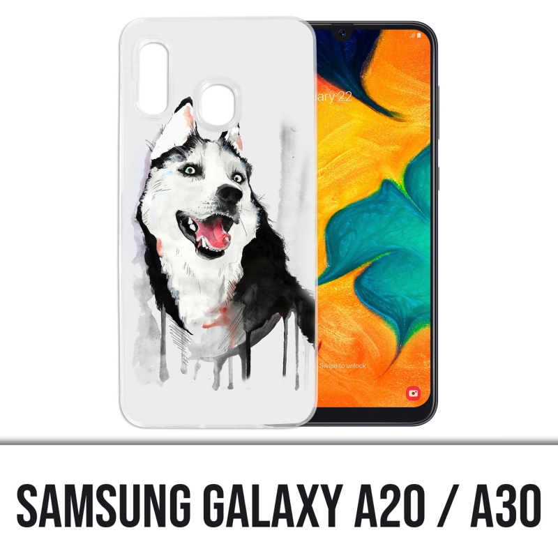 Coque Samsung Galaxy A20 / A30 - Chien Husky Splash