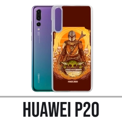 Funda Huawei P20 - Star Wars Mandalorian Yoda fanart