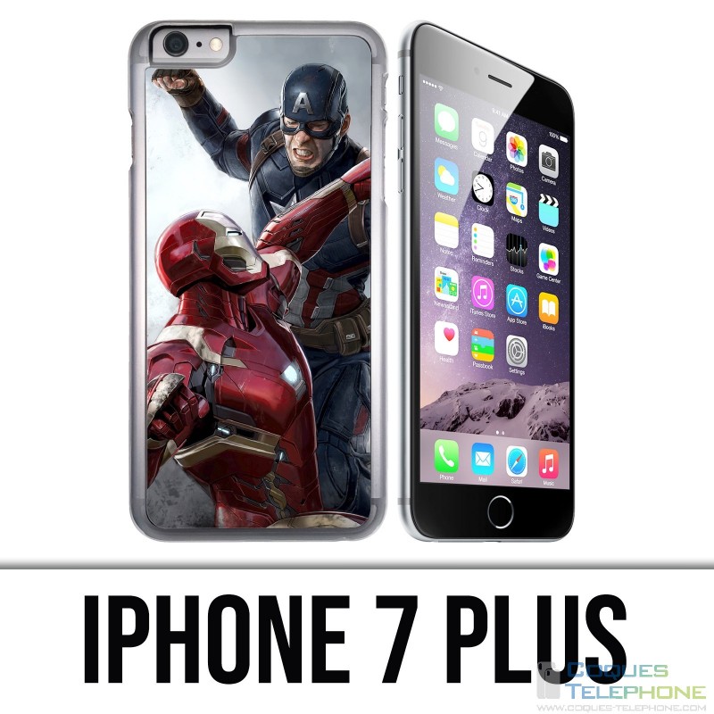Coque iPhone 7 PLUS - Captain America Vs Iron Man Avengers