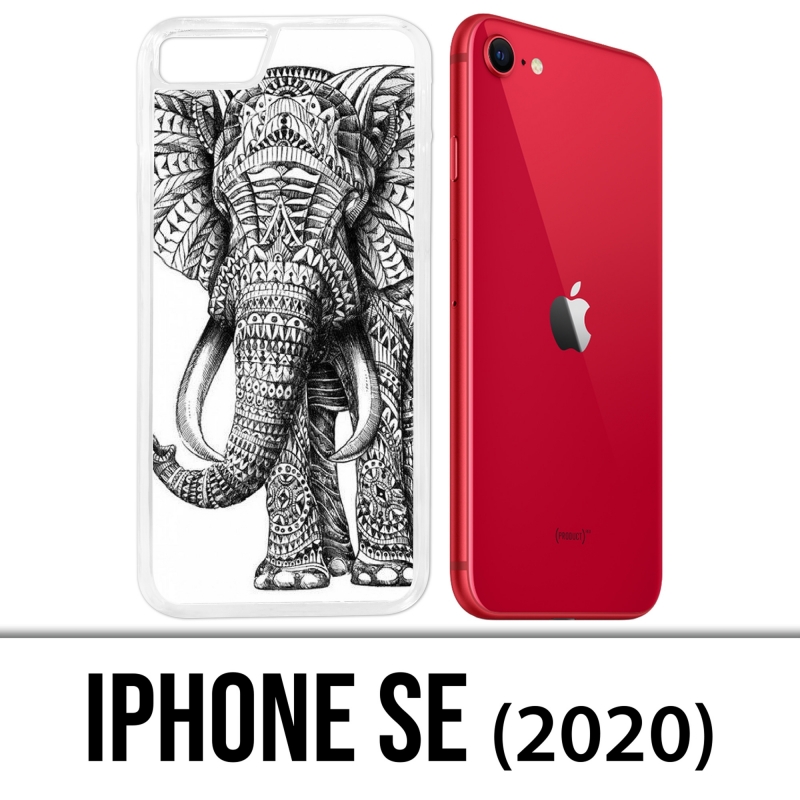 Custodia iPhone SE 2020 - Éléphant Aztèque Noir Et Blanc