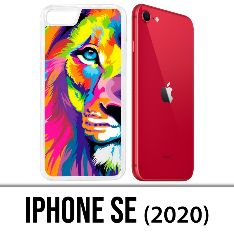 Coque iPhone SE 2020 - Lion Multicolore