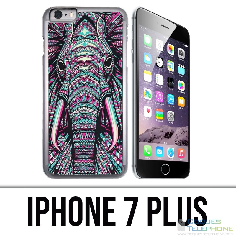 Custodia per iPhone 7 Plus - Elefante azteco colorato