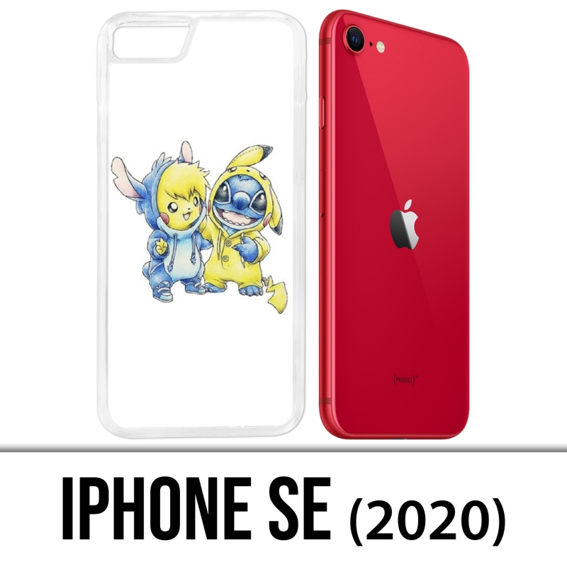 Coque iPhone SE 2020 - Stitch Pikachu Bébé