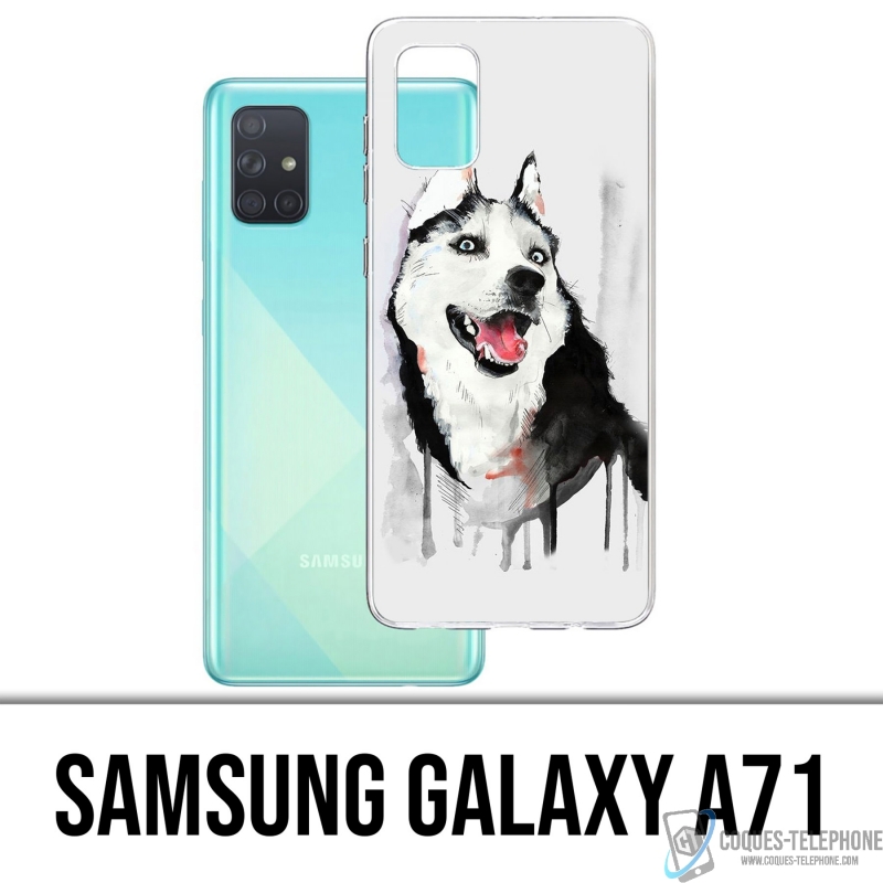 Coque Samsung Galaxy A71 - Chien Husky Splash
