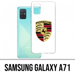 Funda Samsung Galaxy A71 - Logotipo Porsche Blanco