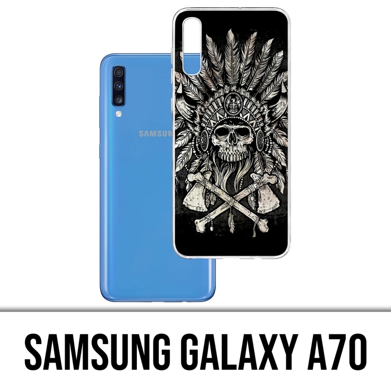 Custodia per Samsung Galaxy A70 - Piume di testa di teschio