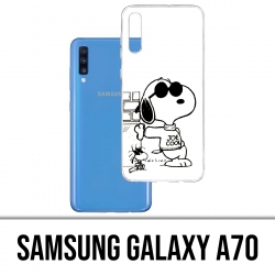 Coque Samsung Galaxy A70 - Snoopy Noir Blanc