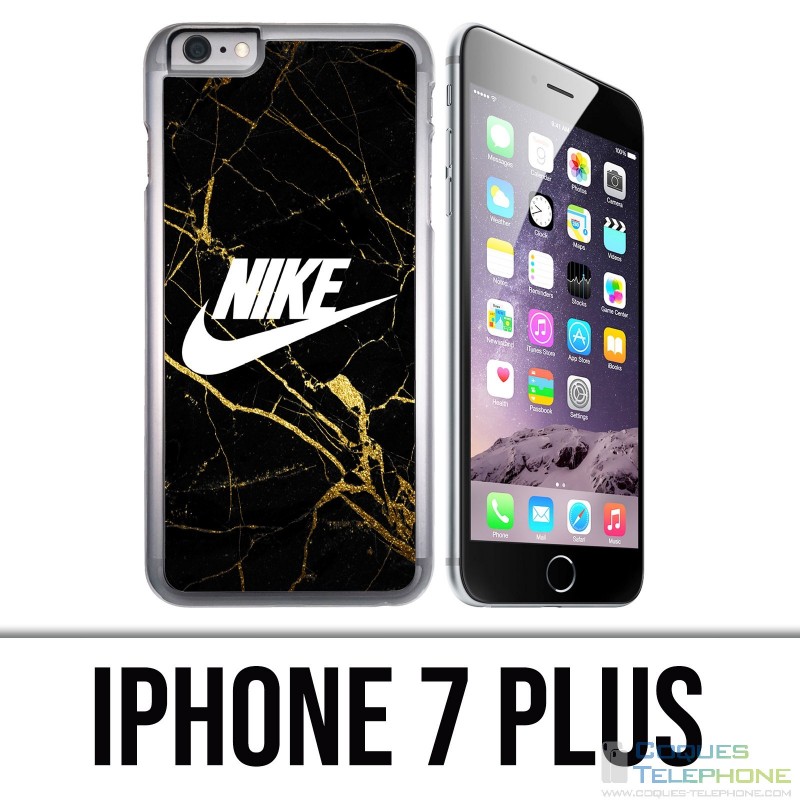 Coque iPhone 7 PLUS - Nike Logo Gold Marbre