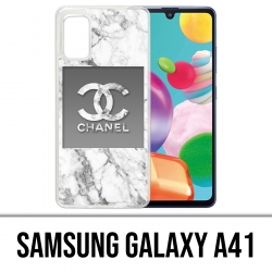 Coque Samsung Galaxy A41 - Chanel Marbre Blanc
