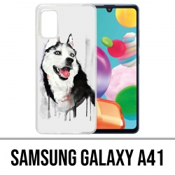 Coque Samsung Galaxy A41 - Chien Husky Splash