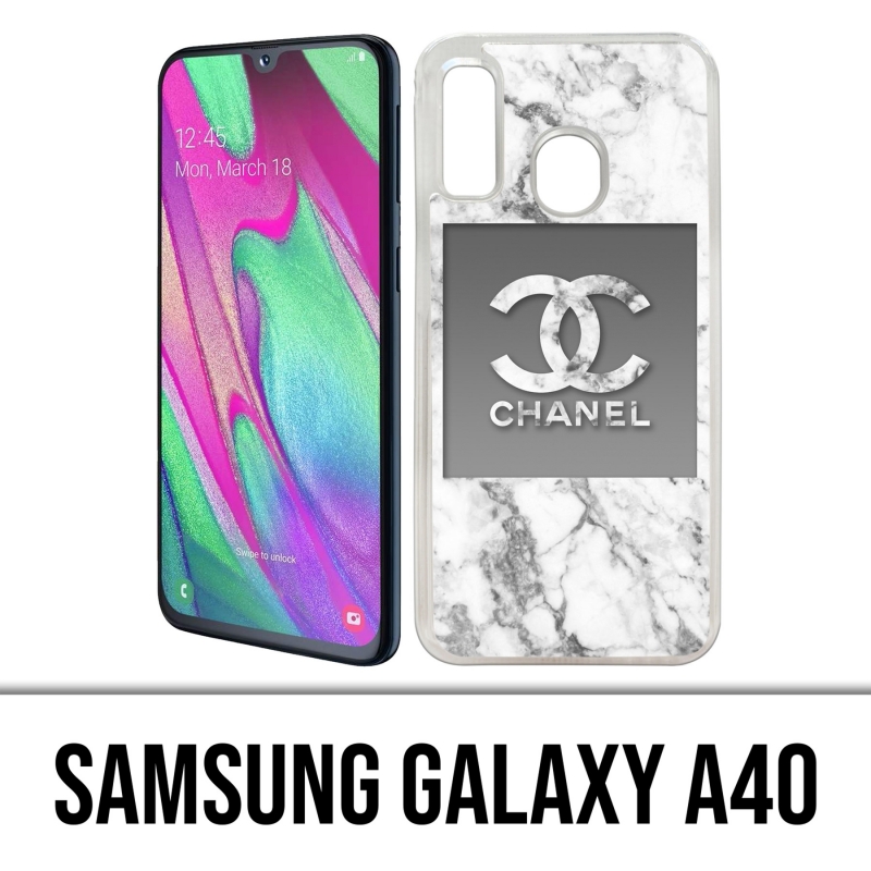 Coque Samsung Galaxy A40 - Chanel Marbre Blanc