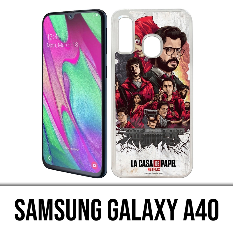 Custodia per Samsung Galaxy A40 - La Casa De Papel - Comics Paint