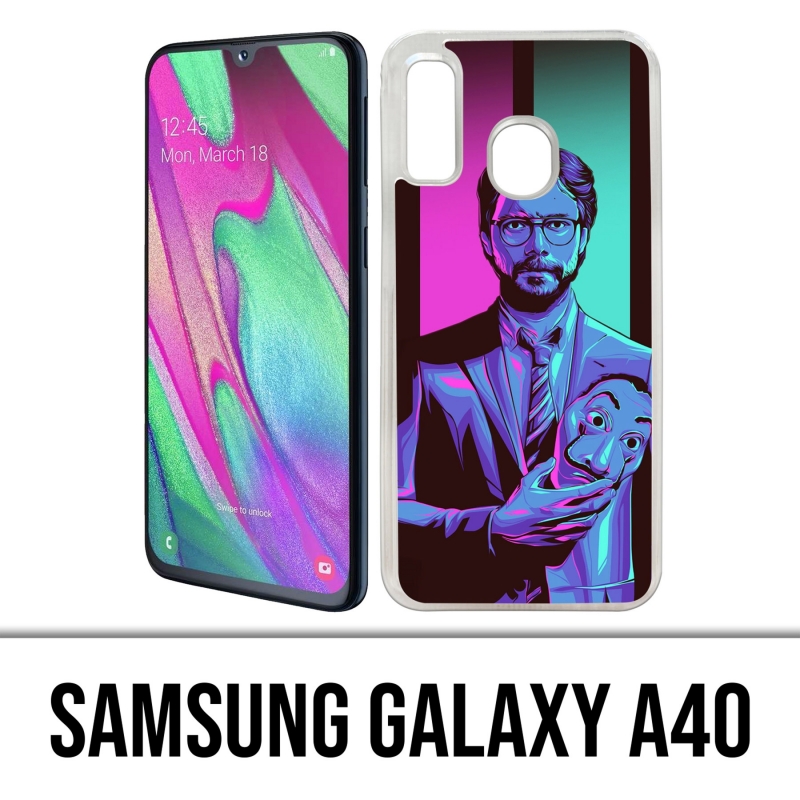 Coque Samsung Galaxy A40 - La Casa De Papel - Professeur Neon