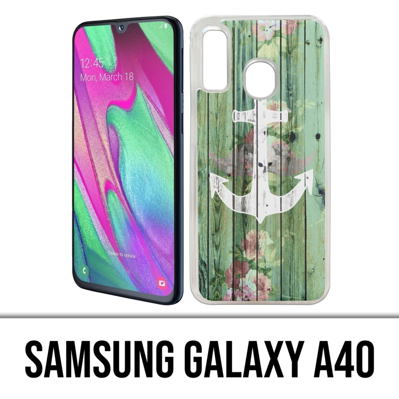 Custodia per Samsung Galaxy A40 - Anchor Navy Wood