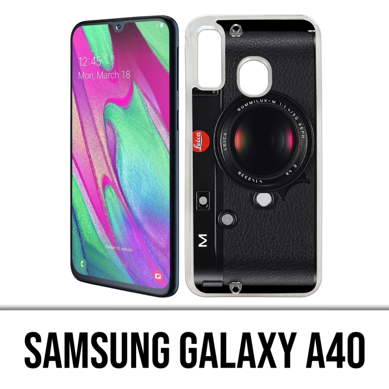 Coque Samsung Galaxy A40 - Appareil Photo Vintage Noir