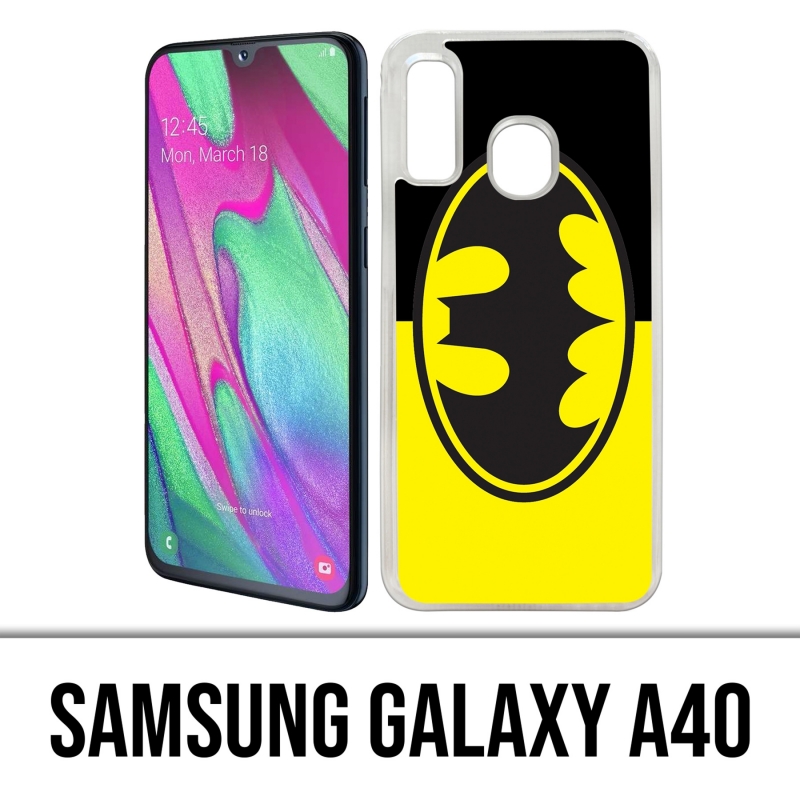 Coque Samsung Galaxy A40 - Batman Logo Classic Jaune Noir