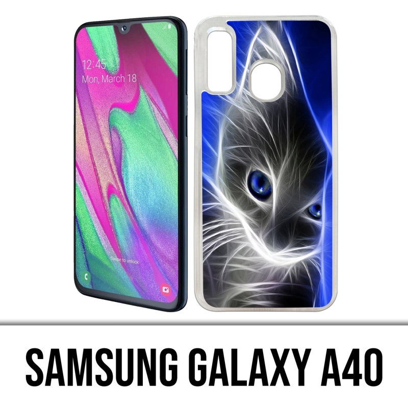 Custodia per Samsung Galaxy A40 - Gatto occhi azzurri