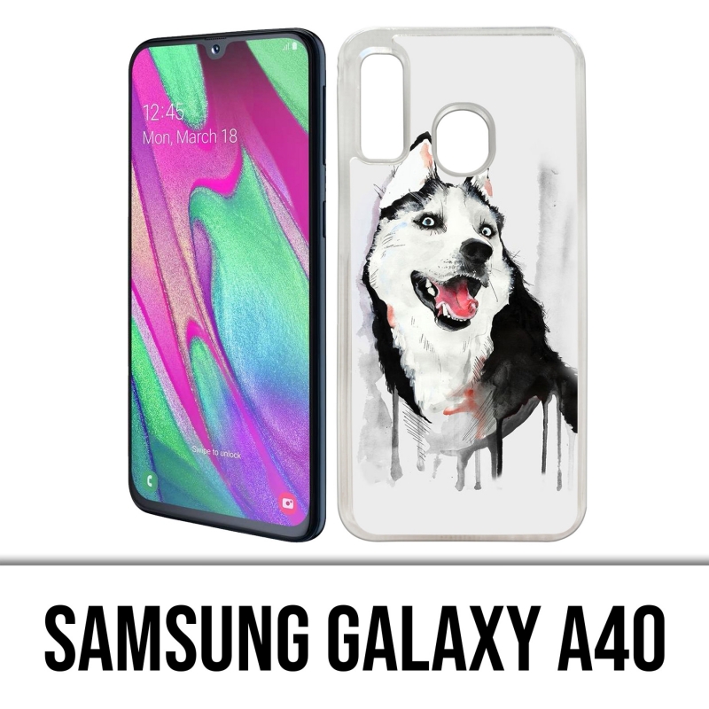 Funda Samsung Galaxy A40 - Perro Husky Splash