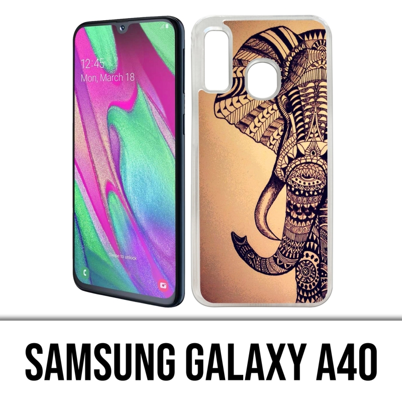 Coque Samsung Galaxy A40 - Éléphant Aztèque Vintage