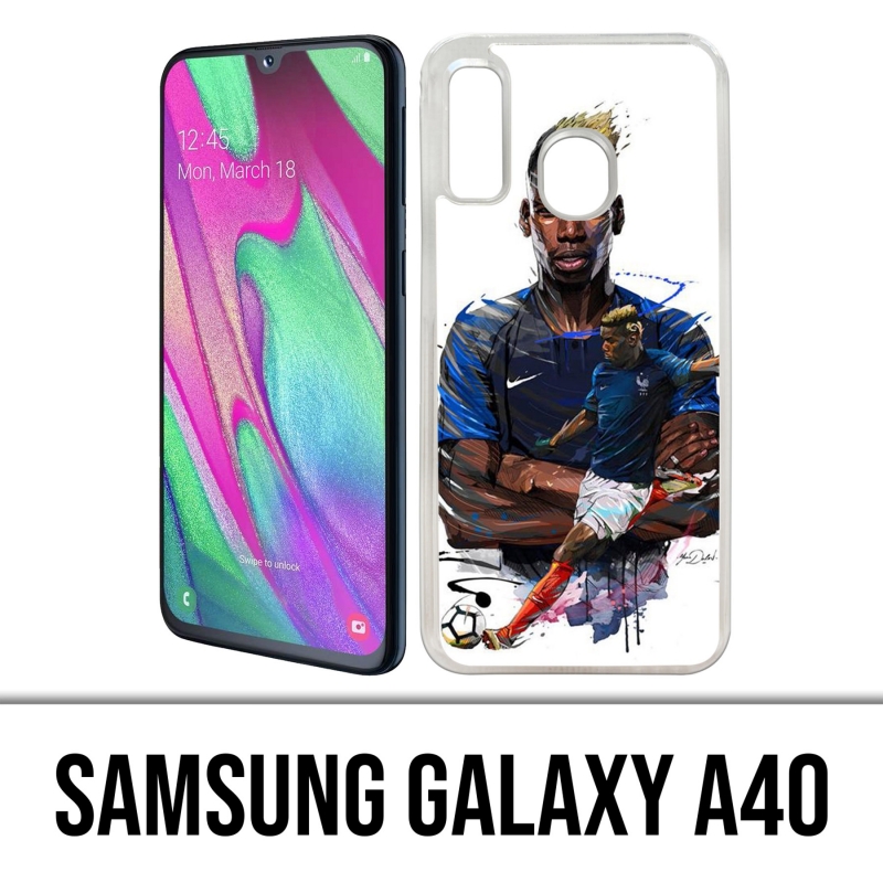 Funda Samsung Galaxy A40 - Dibujo de Pogba de fútbol de Francia