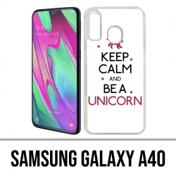 Coque Samsung Galaxy A40 - Keep Calm Unicorn Licorne