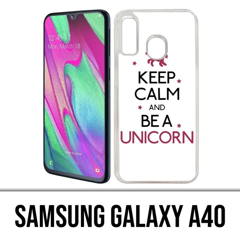 Funda Samsung Galaxy A40 - Keep Calm Unicorn Unicornio