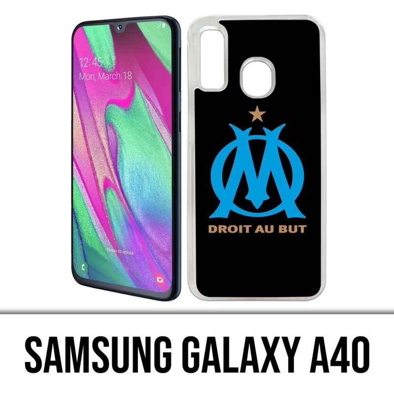 Coque Samsung Galaxy A40 - Logo Om Marseille Noir