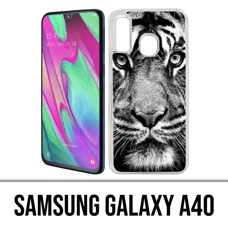 Custodia per Samsung Galaxy A40 - Tigre in bianco e nero