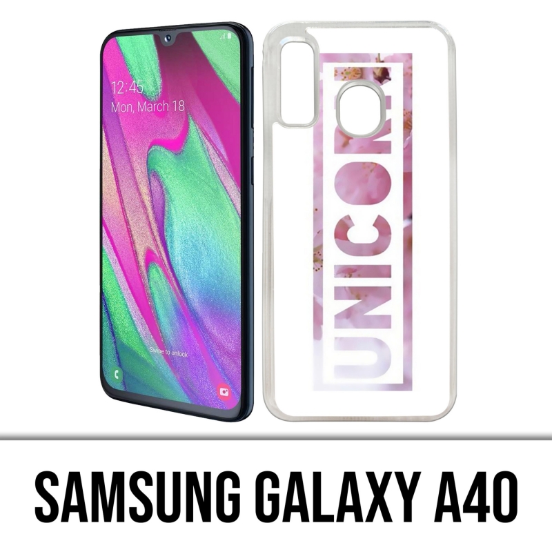 Custodia per Samsung Galaxy A40 - Unicorno Fiori Unicorno