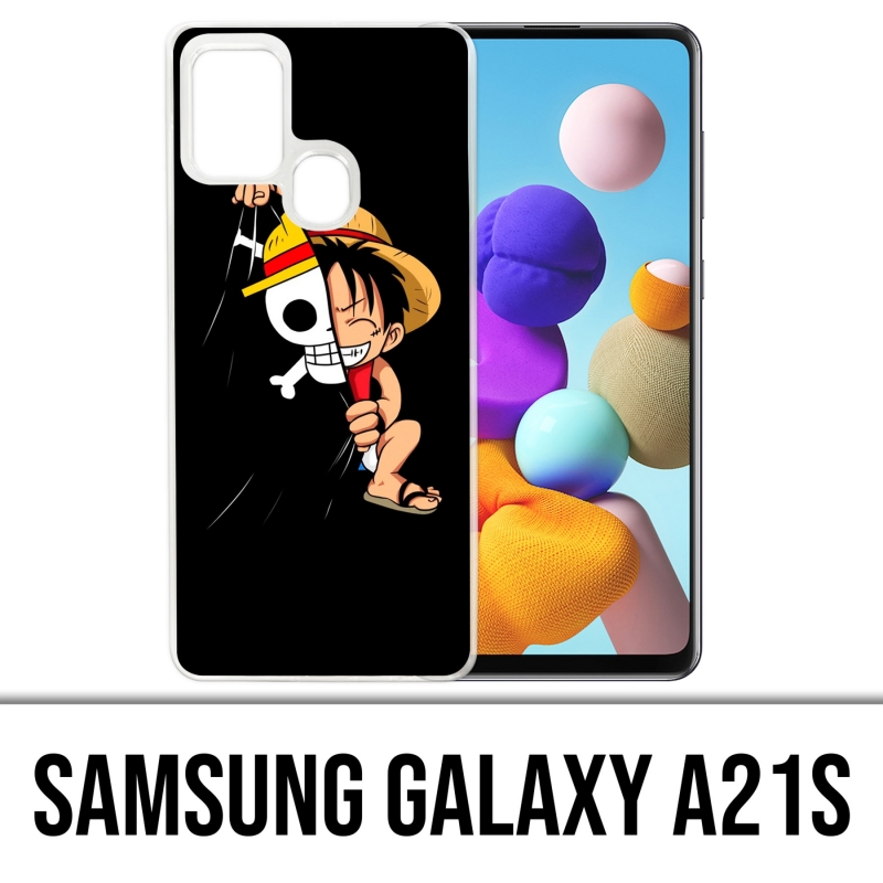 Custodia per Samsung Galaxy A21s - One Piece Baby Rufy Flag