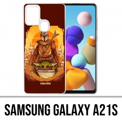 Samsung Galaxy A21s Case - Star Wars Mandalorian Yoda Fanart