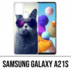 Coque Samsung Galaxy A21s - Chat Lunettes Galaxie