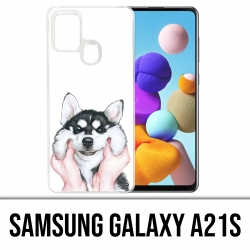 Coque Samsung Galaxy A21s - Chien Husky Joues