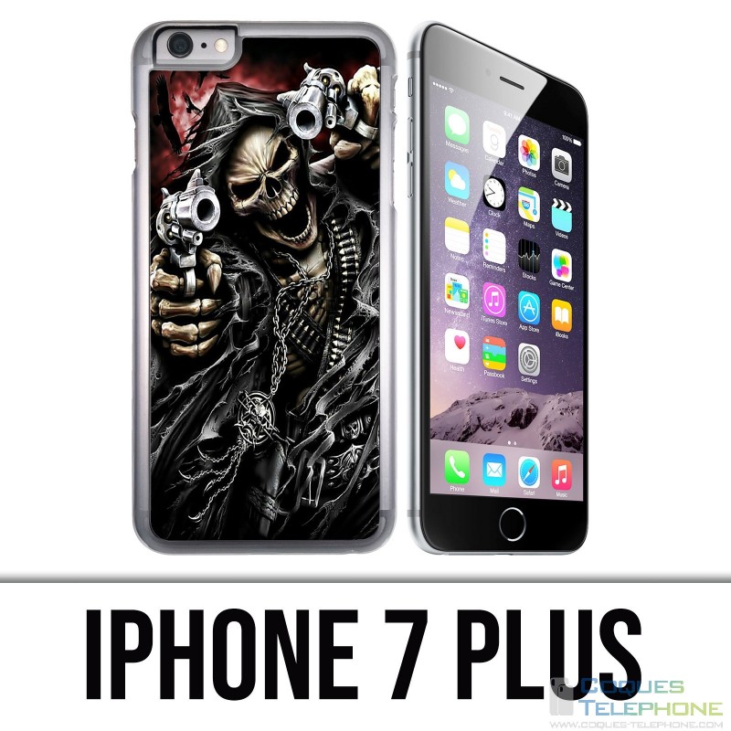 Coque iPhone 7 Plus - Tete Mort Pistolet