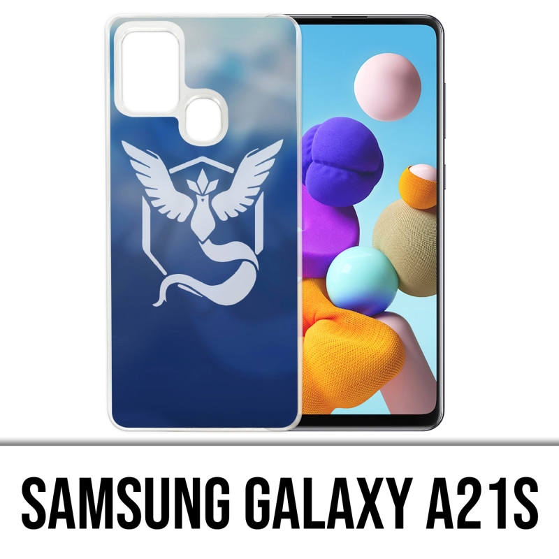 Custodia per Samsung Galaxy A21s - Pokémon Go Team Blue Grunge