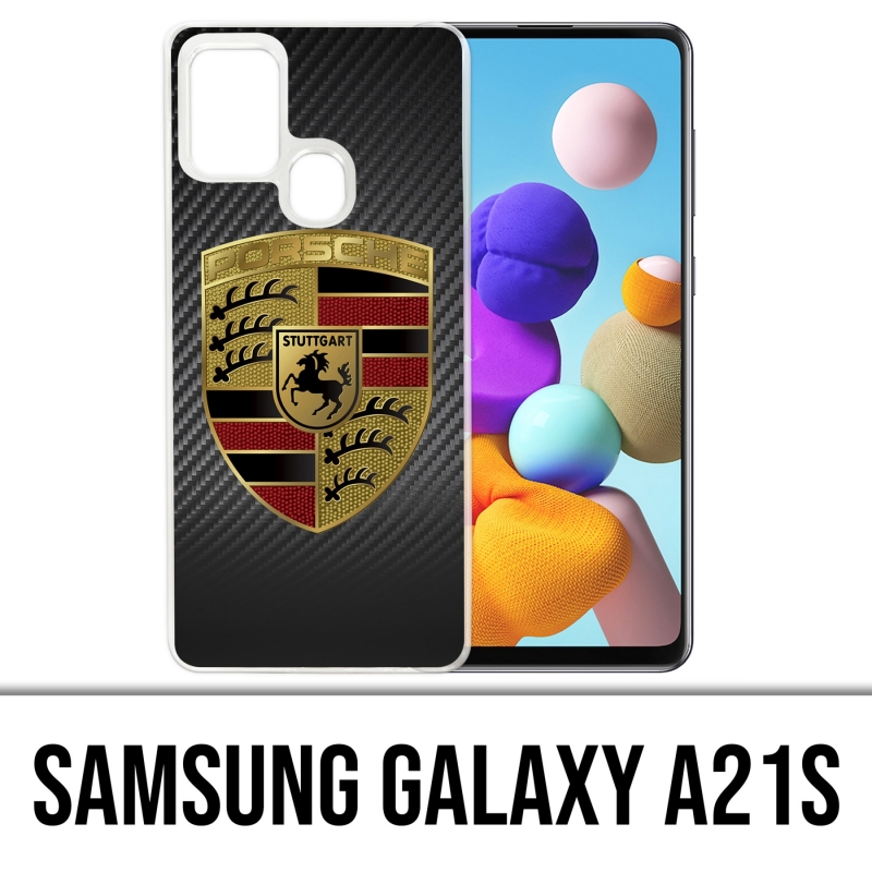 Coque Samsung Galaxy A21s - Porsche Logo Carbone