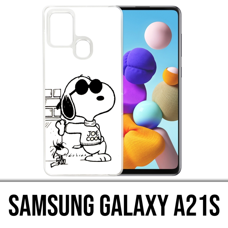 Coque Samsung Galaxy A21s - Snoopy Noir Blanc