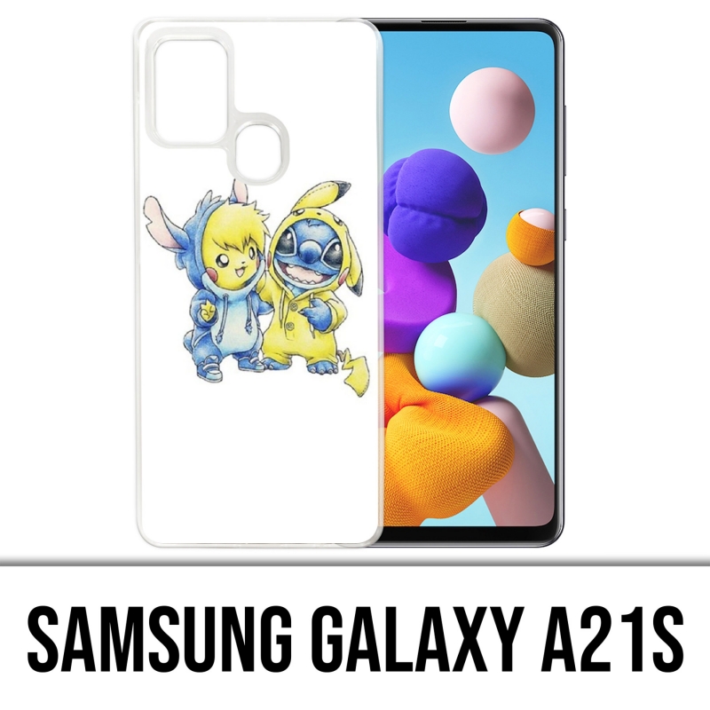 Custodia per Samsung Galaxy A21s - Stitch Pikachu Baby