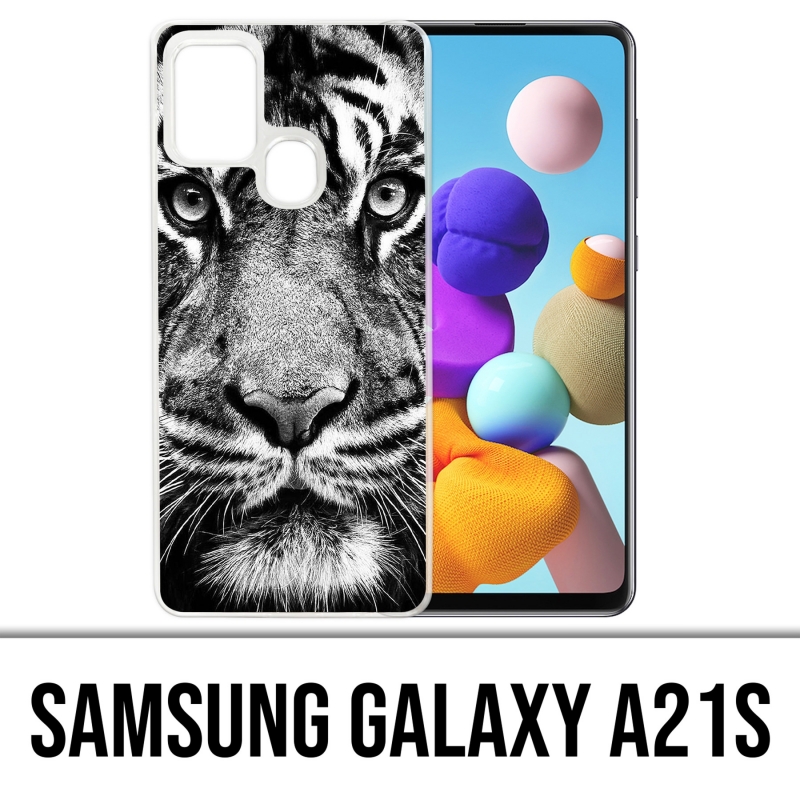 Samsung Galaxy A21s Case - Schwarzweiss-Tiger