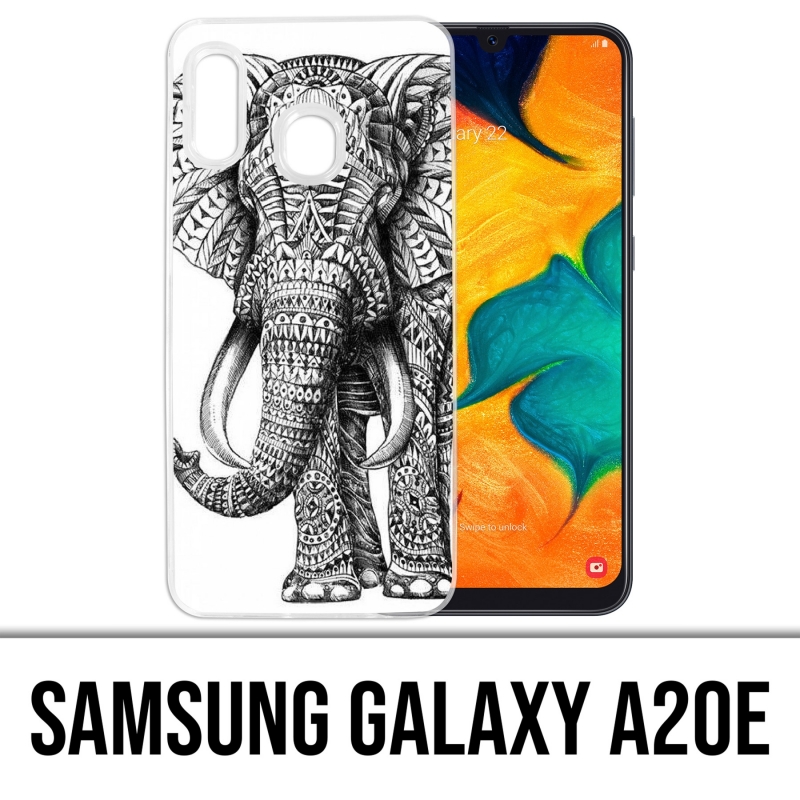 Coque Samsung Galaxy A20e - Éléphant Aztèque Noir Et Blanc