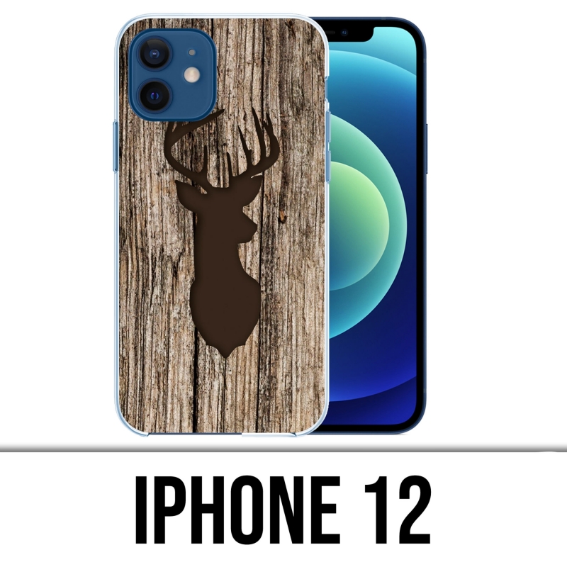 Coque iPhone 12 - Cerf Bois