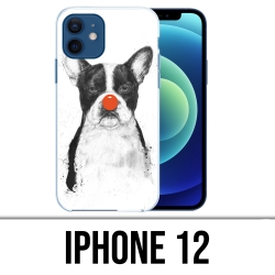 Coque iPhone 12 - Chien Bouledogue Clown